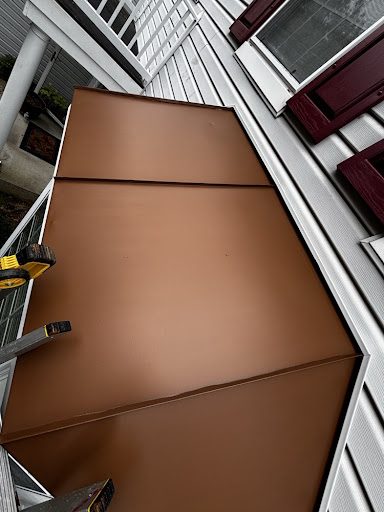 Bay window metal roof, copper finish, After